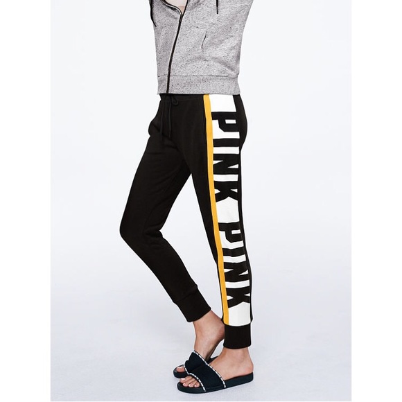 PINK Victoria's Secret Pants - VS PINK SKINNY JOGGERS BLACK AND YELLOW NWT